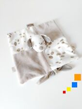 Doudou Plat Carré Max Et Noa Chien Beige Blanc Pois Marron Attache Tétine Nattou