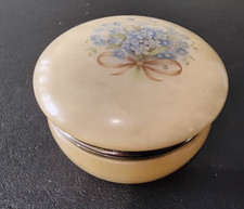 Boîte à bijoux en albâtre sculptée main Italie pierre naturelle floral (C1)