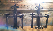 ANCIENNES APPLIQUES MURALES BOUGEOIRS EN FER FORGE 19 ème