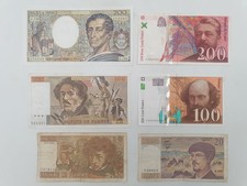 Lot 25 - 6 billets anciens français France derniers Francs dt Delacroix Eiffel