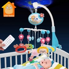 Mobile Musical pour Berceau de Bébé 0-12 mois, Cadeau Éducatif pour Nouveau-Né