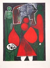Pablo Picasso, Femme En Rouge Sur Fauteuil, Lithographie Sur Papier Arches