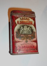 ANCIENNE PETITE BOITE PUBLICITAIRE RECTANGULAIRE EN TÔLE LITHO A  DRIESSEN CACAO