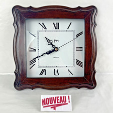 ➜HORLOGE MURALE JAPY en bois carrée chiffres romains à quartz ancienne vintage