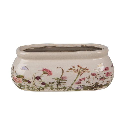 Pot fleurs ovale beige - pot,