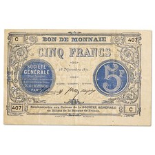 France - billet 5 francs 1871