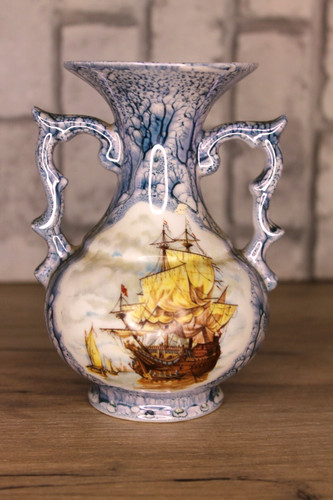 Vase amphore céramique bleu - vase,