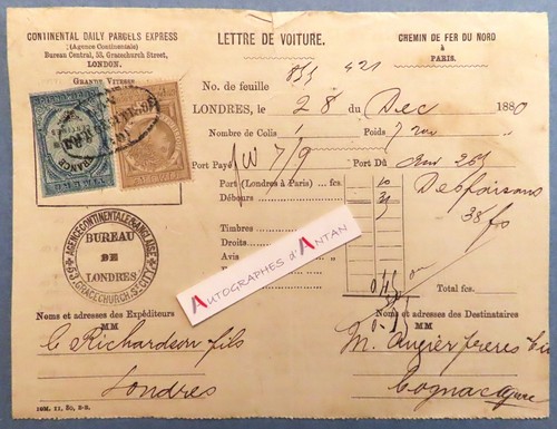 Lettre voiture 1880 - ●, de