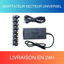 CHARGEUR ALIMENTATION ADAPT UNIVERSEL ORDINATEUR PC PORTABLE 96W 12V24V 8 EMBOUT