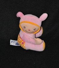 Peluche doudou poupée lutin CHICCO rose orange 12 cm assis TTBE