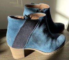 Bottine bleu cuir daim Minka