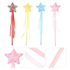 4pcs Pentagram Fairy Wand Peach Fairy Stick (jaune + bleu + rouge + rose)
