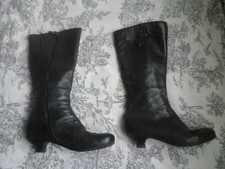 RARE Vintage! Ravissantes bottes/bottines tout CUIR gris/vert t.40