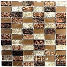 Pâte de Verre Pierre Naturelle Braun Rectangulaire Miroir Mosaïque 83-CRS6_B 1