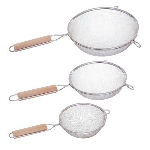 Lot passoires inox - 3, bois