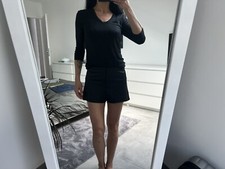 Short en satin noir fermeture