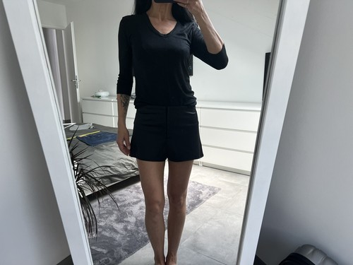 Short satin noir - satin, fermeture