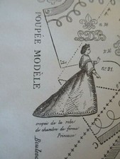N°82 ANCIEN PATRON LA POUPEE MODELE 34 CM ROBE DE CHAMBRE PRINCESSE AVRIL  1872