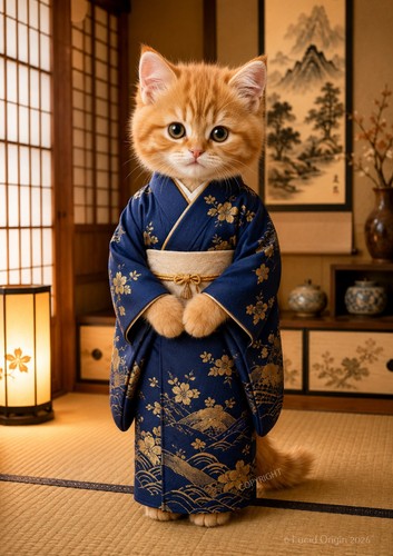 Photo chaton roux kimono - photo,