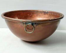 BASSINE CUL DE POULE CUIVRE POIGNEE BRONZE ANCIEN XIXème Diamètre 38 cm