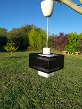 Lustre Plafonnier Opaline Blanche et Métal Noir , Vintage 1960 , Ancien.