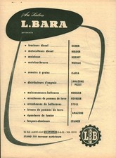 Publicité ancienne L Bara présente matériel agricole 1955 issue de magazine
