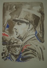 Lithographie signée Appel de Londres Général Charles de Gaulle 60 cm X 90 cm  n2