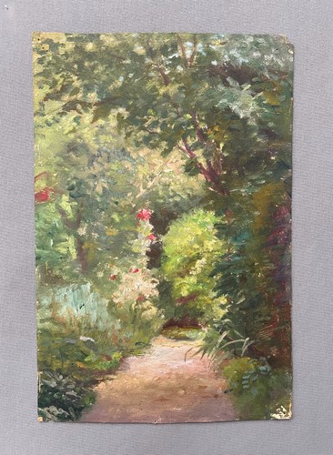 Jardin huile sur papier - huile,