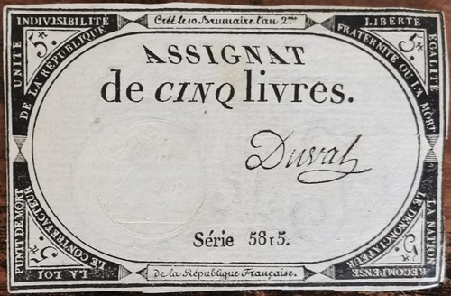 Assignat livres 10 - assignat, 5