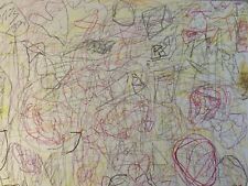 Dessin Crayon Peintre Aurel Cojan Expressionnisme Abstrait signé 1990 Roumanie