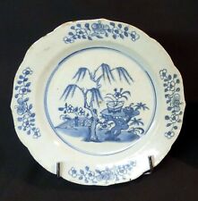 AA1 1820 chine belle  assiette florale 23cm porcelaine fine blanc bleu rare