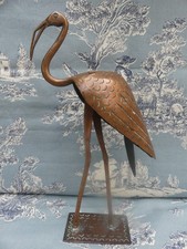 Oiseau Cigogne HERON Vintage en laiton cuivre travail Marocain Moyen Orient 27cm