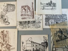 Lot dessin art encre eglise - lot,