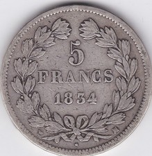 5 francs LOUIS PHILIPPE 1834 MA en ARGENT