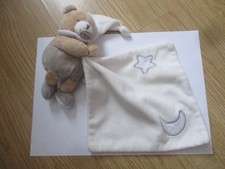 Doudou avec carré ours babynat luminescent marron brun crème baby nat' mouchoir