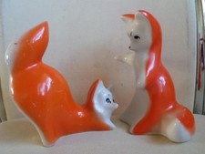 Lot de 2 figurines en porcelaine russe ukrainienne URSS renards rouges 1095