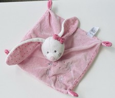DOUDOU PLAT LAPIN Rose TEX Carrefour Carré Pois Fleurs Abeille Neuf