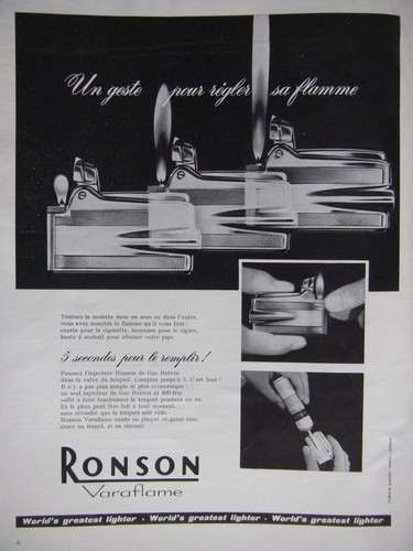 Publicité ronson briquet - ronson,