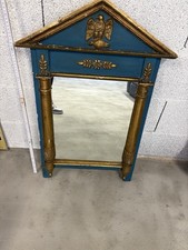 Rare Miroir / Glace en bois et stuc doré et vert. Style Empire 72 x 45 cm