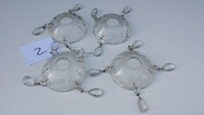 2/ Lot de 4 anciennes coupelles en verre de lustre à pampilles