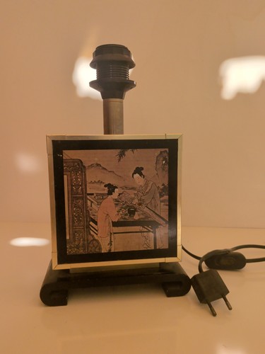 Lampe chinoise laque laiton - laque,