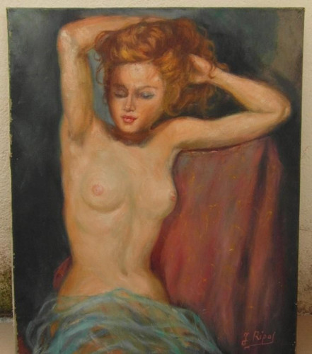 Tableau ancien huile portrait - huile,
