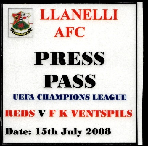 Ticket 2008 llanelli - vs., fk