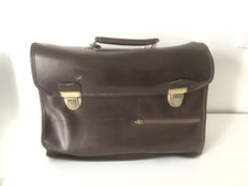 Cartable ancien en cuir marron - Sac d'école années 60 70