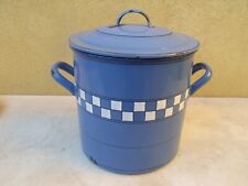 ANCIEN FAITOUT /  MARMITE  EN TOLE EMAILLE BLEU/ BLANC VINTAGE