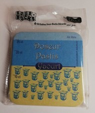 Lot 6 véritables Sous-bocks décorés Doseur Pastis, yaourt, Vintage, décoration 