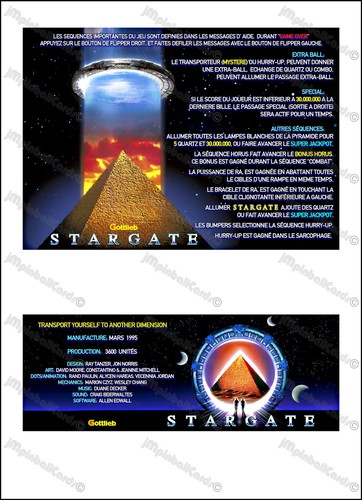 Gottlieb stargate 1995 cartes - gottlieb,