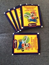 5 Paquets Stickers Nintendo Merlin 1992 Pochette Stickers Boosters Super Mario