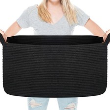 Paniere Linge, 65L Paniere a Linge Sale Osier, Panier de Rangement en Corde d...