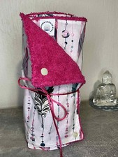 ESSUIE-TOUT LAVABLE 7 CARRES DE 24CM COTON PLUMES +TISSU EPONGE FUSCHIA 